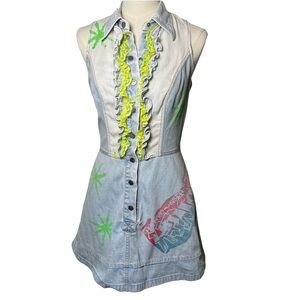 Jeans de Christian Lacroix Graffiti Vintage 90’s Denim Dress Size 8 (42)